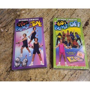 Lot of 2 VHS Tapes Richard Simmons 60s Blast-Off & Blast & Tone New/sealed